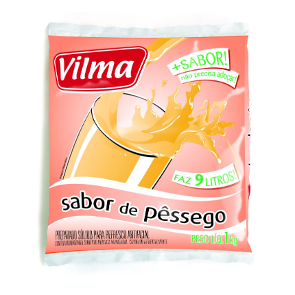 Refresco em Pó Sabor Pêssego Vilma 1kg - 5 Unidades